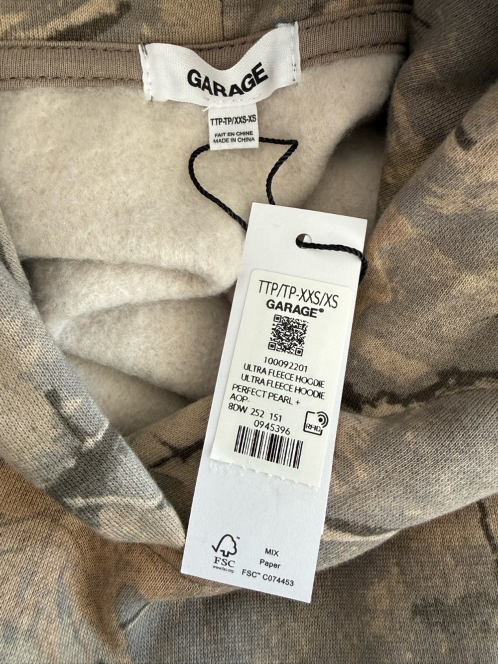 Garage Pullover UltraFleece Camo Hoodie Sweatshirt NWT Size XXS/XS - Picture 7 of 8